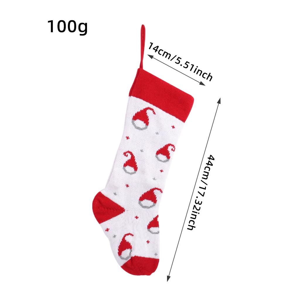 Christmas Knitted Christmas Stockings Red And White Old Man Gift Bag Christmas Tree Pendant Children'S Gift Candy Bag