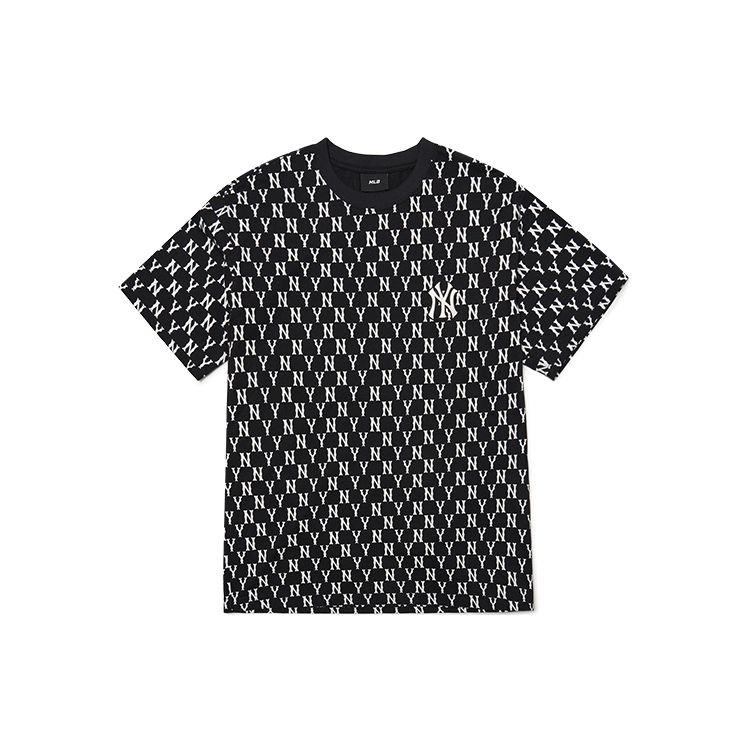 MLB New York Yankees All Over Print Graphic Crew Neck Short Sleeve T-Shirt Unisex Tops Black 3ATSM1023-50BKS