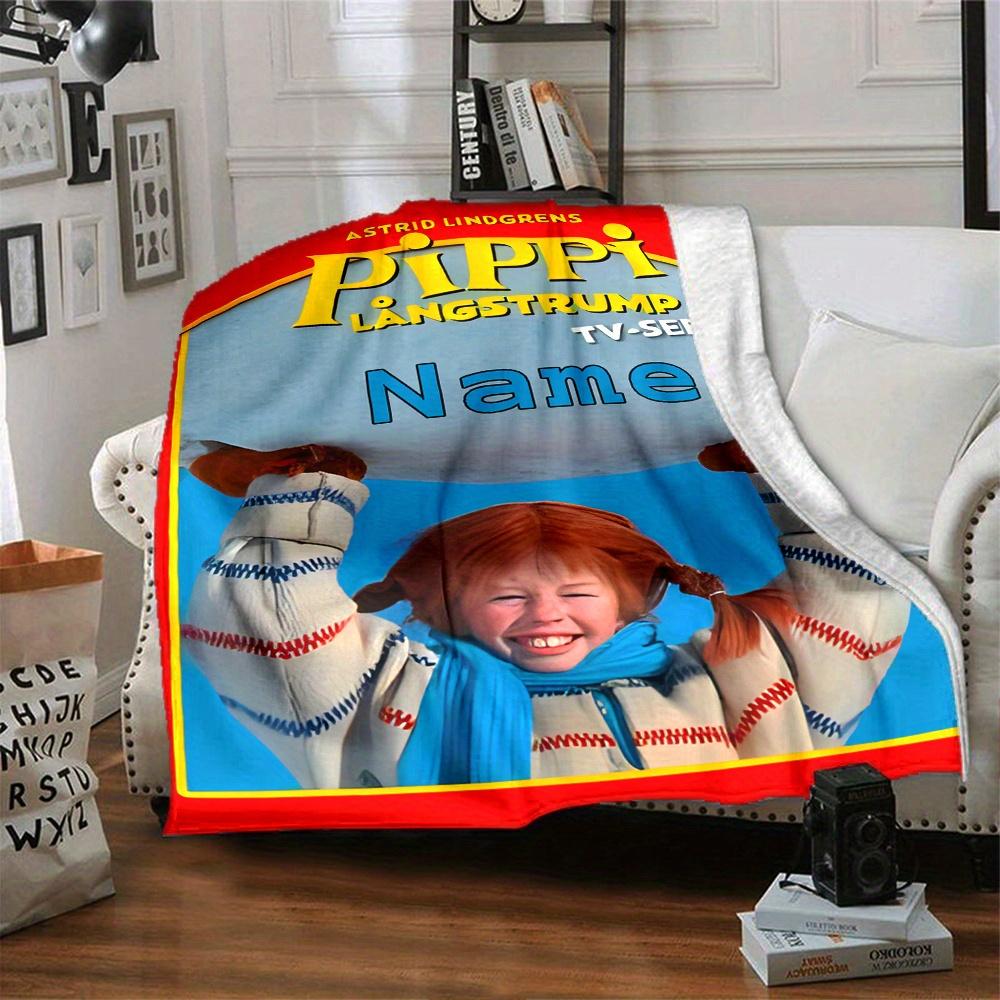 Red Hair Pippi Longstocking Girls Blanket Customizable Name Soft And Cozy Shawl Blanket Suitable For All Seasons Suitable For Home Travel Camping