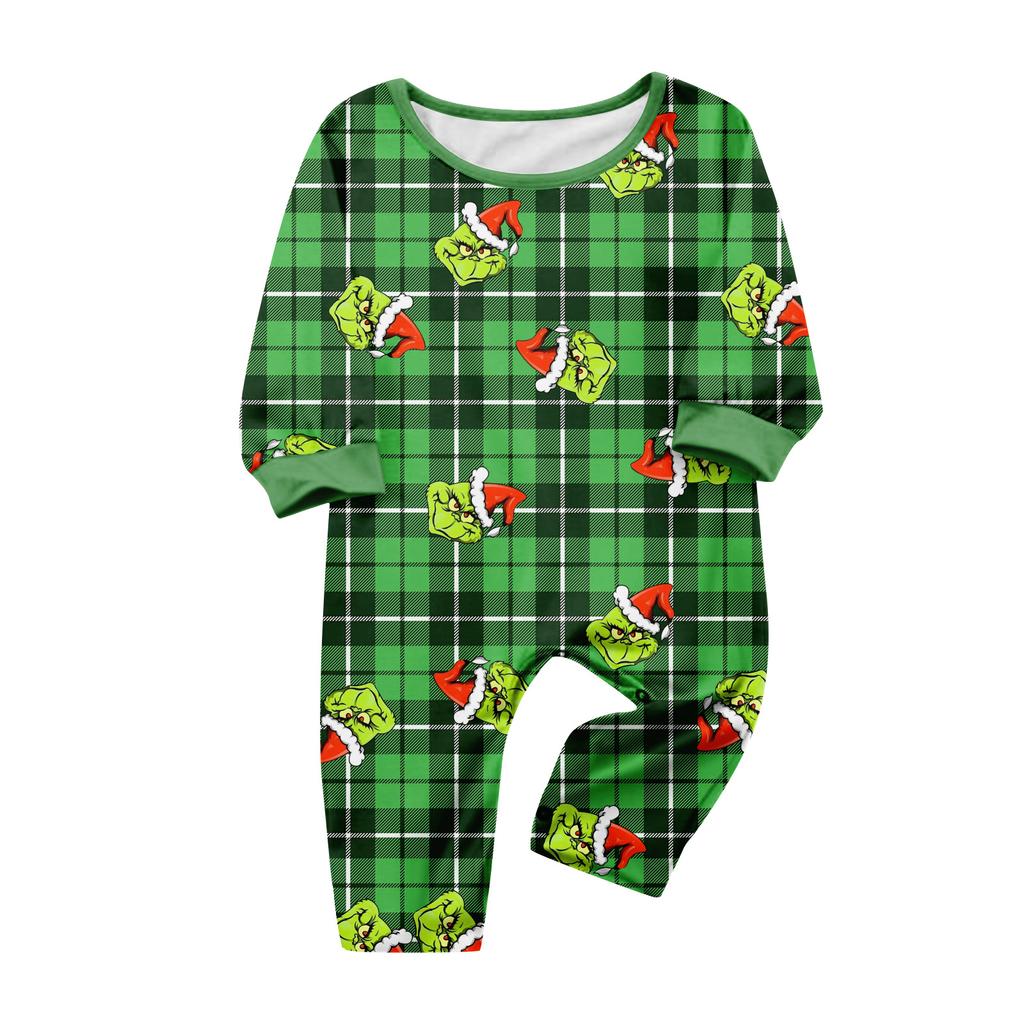 Juletrykk Søt familiesett Pyjamas, hjemmeklær, familiesett med lange armer toppbukser