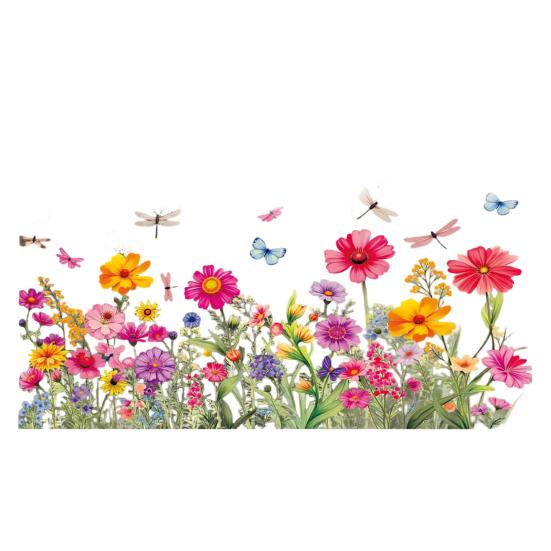 Spring Summer Flower Butterfly Window Cling Colorful Floral Window Sticker Removable Double-Sided Static Decals for Home Office Classroom Decor