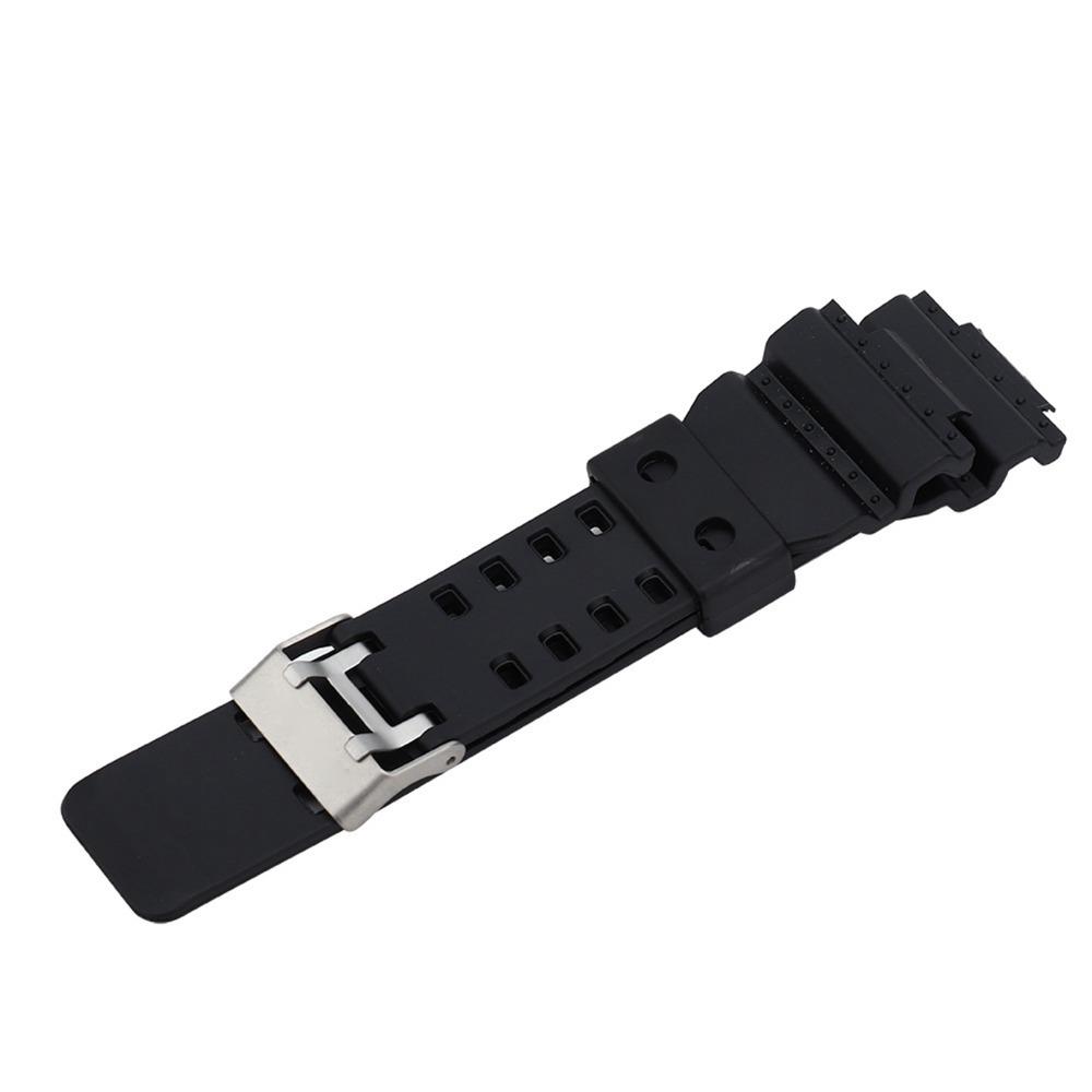 Pin Buckle Silicone Watch Strap with Watch Case Black Natural Resin Strap Rubber Watch Band for For Casio GA110/100 Daily Wear