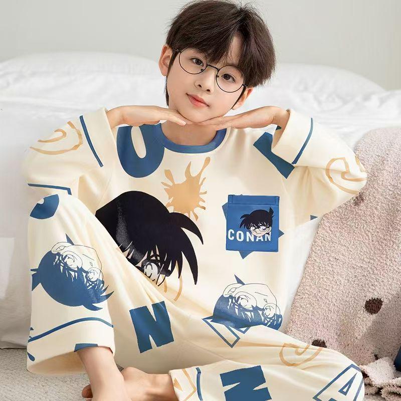 Spring/Autumn Long Sleeve Pajama Set for Boys - Cartoon Design for Kids & Teens