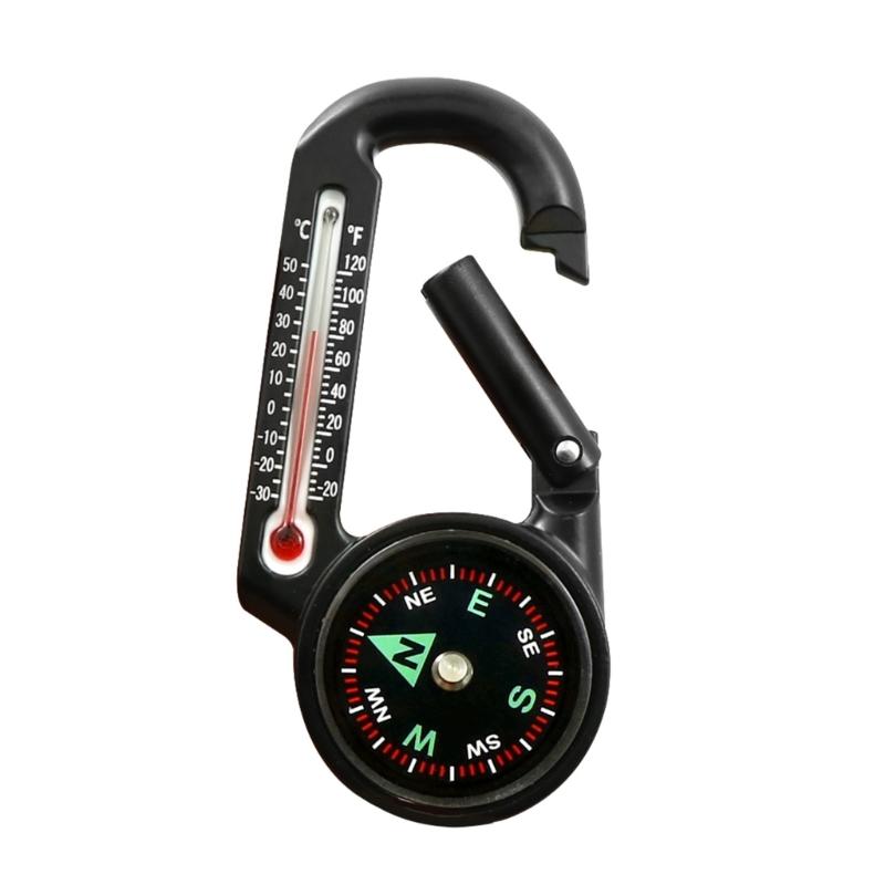 Mini Multifunctional Carabiner Compasses Thermometers Keychain Compasses Camping Hiking Compasses Outdoor Climbing Tool 1