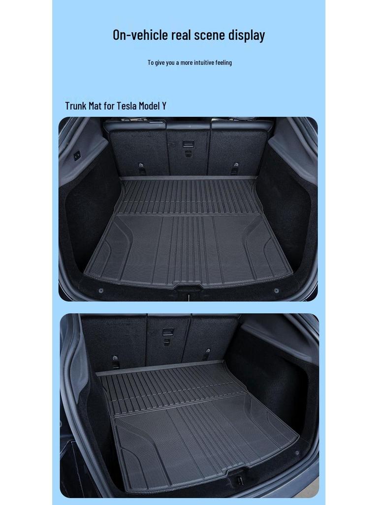Tesla Model Y Trunk Mat - Full Coverage TPE Interior Tail Box Mat
