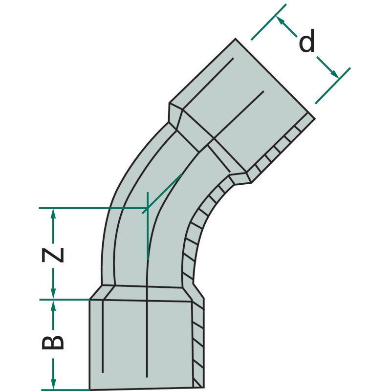 45 Degree Elbow PVC-U DN50 Fi 63 10 Bar for Drip Line 0110462