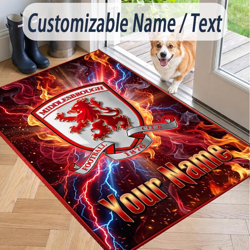 Custom Text Printed Rug Middlesbrough FC Non Slip Floor Carpet For Home Room Decor