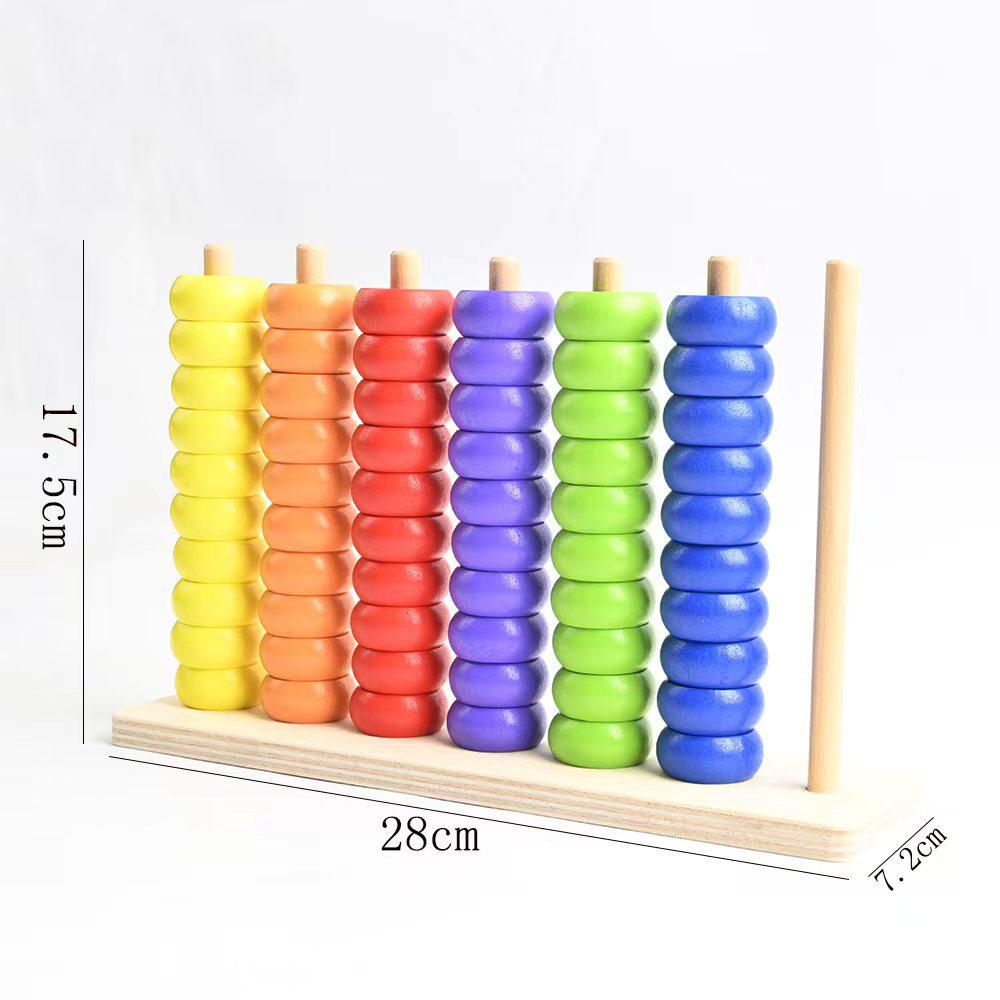 

Colorful Wooden Beaded Counting Frame - Educational Toy for Early Childhood Learning and Fun