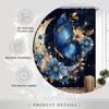 1Pc Celestial Fantasy Art Shower Curtain - Blue Butterfly With Golden Accents On Crescent Moon And Blue Flowers, Polyester Fabri