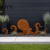 Octopus Garden Ornament Rust Patina Giant Squid Sculpture, 3D Metal Nautical Outdoor Marine Themed Decor Statue for Patio Lawn Beach House Decor,