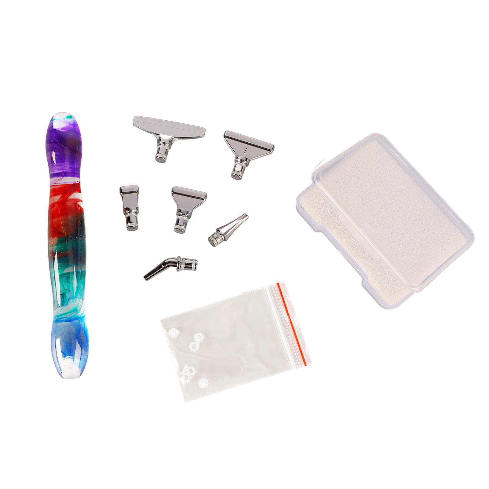 

Rhinestone Painting Pen Assorted Alloy Heads Ergonomic Handle Durable Point Drill Pen for Handicraft DIY Colorful