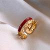 French Double Chain Ankara Red Oil Drop Ring Index Finger Ring Stylish and Simple Jewelry