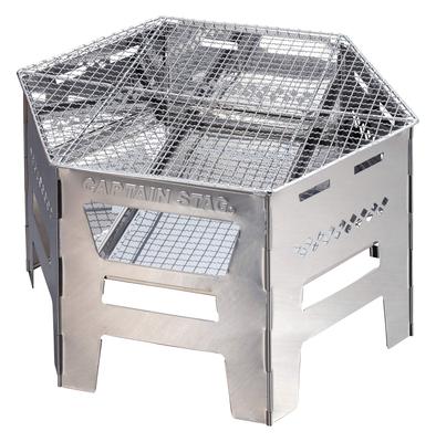 Captain Stag Silber Hexa Edelstahl Kamado BBQ Feuer Dutch Oven und Kochgeschirr Enthalten und Montage 450mm B x 390mm T x 260mm UG-73 Grill, Herd, Feuerstelle,