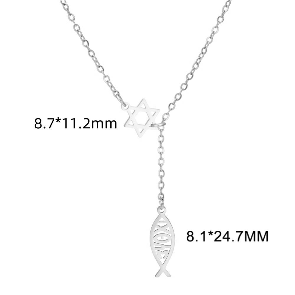 Colliers pendentifs poisson de Jésus Jeshayuan pour femmes hommes Collier IXOYE Charme poisson Ichthys Christ Jésus Fils de Dieu Sauveur Collier