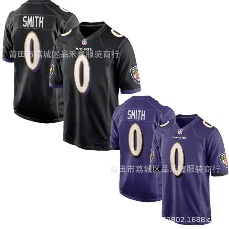 Baltimore Ravens NFL Football Jersey 0 Smith Embroidered Game Practice Uniform Men Unisex Cotton