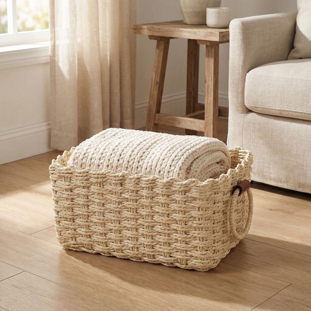 3PCS Simple Woven Storage Basket Eco-friendly Gift Storage Container Practical Gift Basket  Office