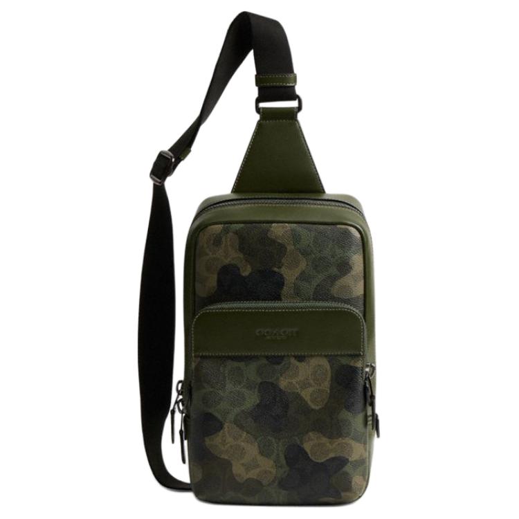 

Coach 17 Brand Iconic Camouflage Coated Canvas Crossbody Chest Bag Men Bags Green CAF97-XIF Basic Set (Bag+Dust Bag)