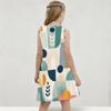 Little Girls Round Neck Sleeveless Geometric Printed A Line Flared Dress