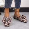 Ethnic Style Leopard Print Single Shoes Women's Design Sense Niche Flat Bottom Pointed Boat Shoes Large Size Ladyshoes Tide Shoes 2025 Autumn New