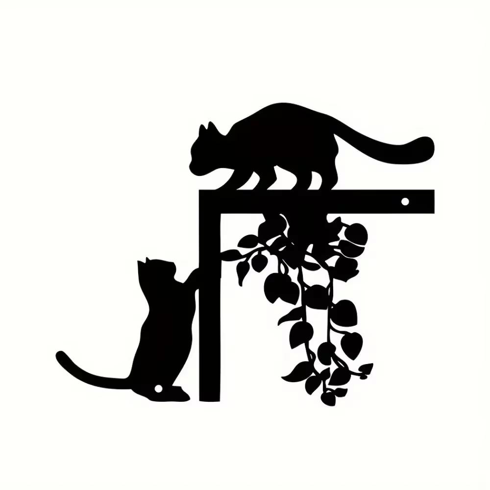 Charming 1pc Cats Metal Decor - Nature Embodied Metal Wall Ornament. Appealing Home and Office Geometric Metal Decoration
