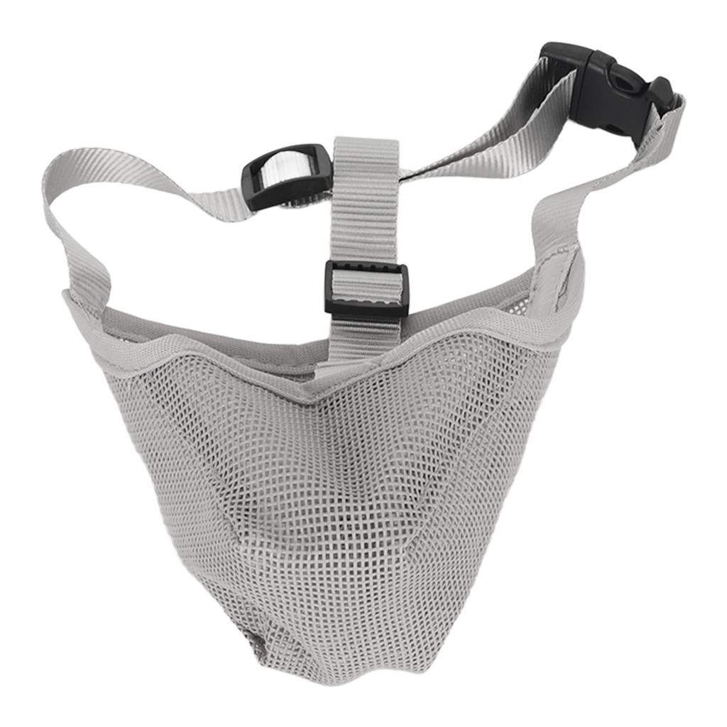 Dog Muzzle Breathable Adjustable Prevent Biting Chewing Pet Mesh Muzzle for Outdoor Training Gray L