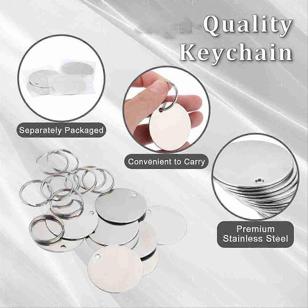 55 Pieces Metal Stamping Blank Tags - 1.5 Inch Round Stainless Steel Stamping Blanks with Hole,for Jewelry Making DIY
