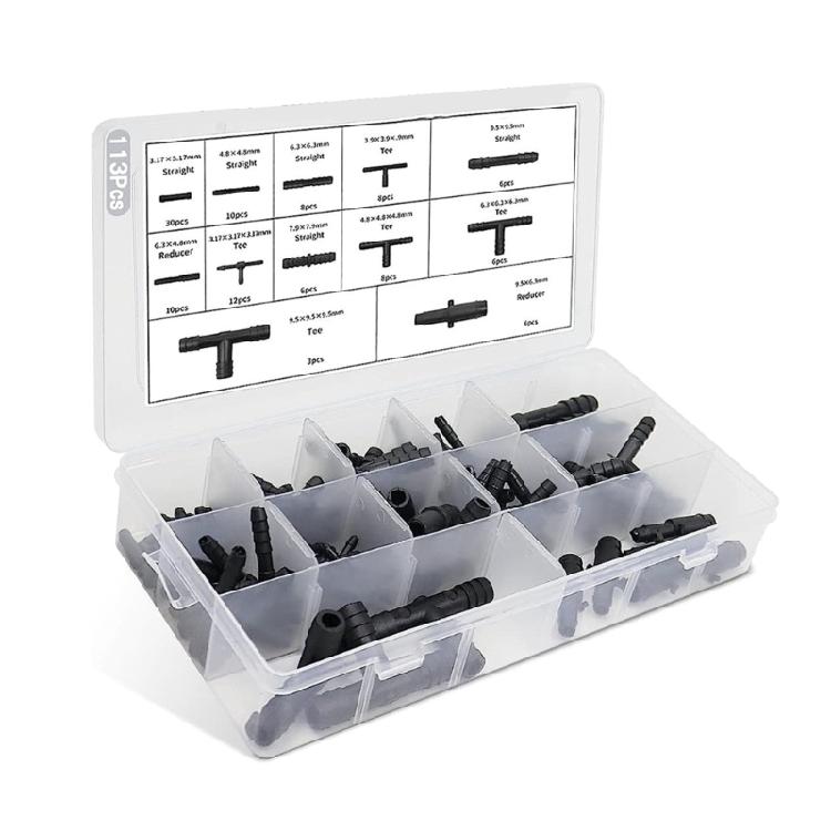 113Pcs Hose Connector Assortment Drip Irrigation Fittings Kit Irrigation Barbed Connectors Water Hose Connector 1