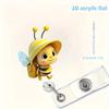 2D Flat Acrylic Cute Bee Backpack Retractable Badge Reel Clip, Durable ID Holder For Registered Doctors Student Nurses Clinical Workplace Staff