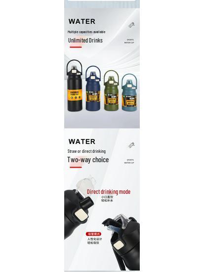 304 Stainless Steel Double-Layer Vacuum Insulated Sports Water Bottle - Dual-Drink, Large Capacity Travel Kettle
