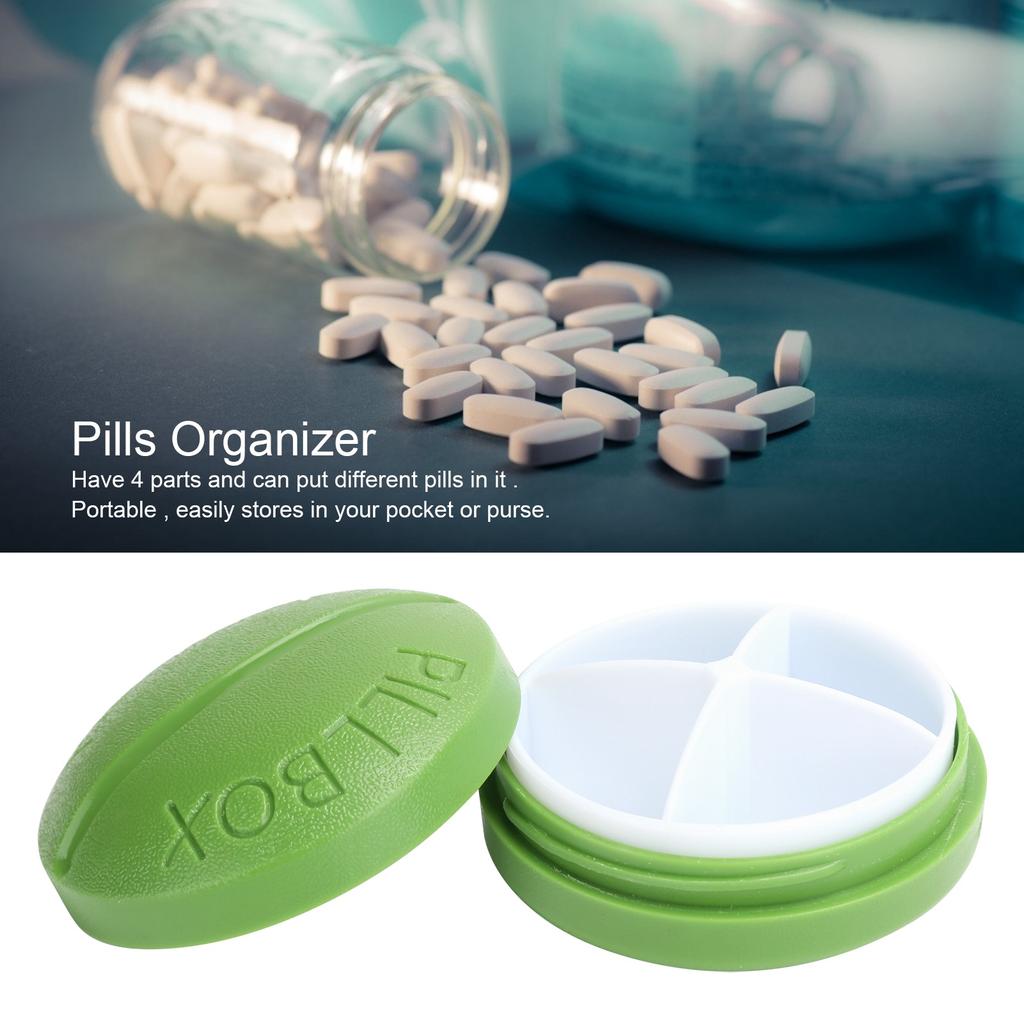4 Grid   Case Round Portable Medicine Box Holder   for Home Travel Supplies