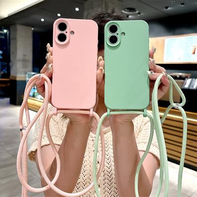 Liquid Silicone Lanyard Phone Case For Apple iPhone 16 15 14 13 12 11 Plus Pro Max Hand Strap Rope Protection Shockproof Cover