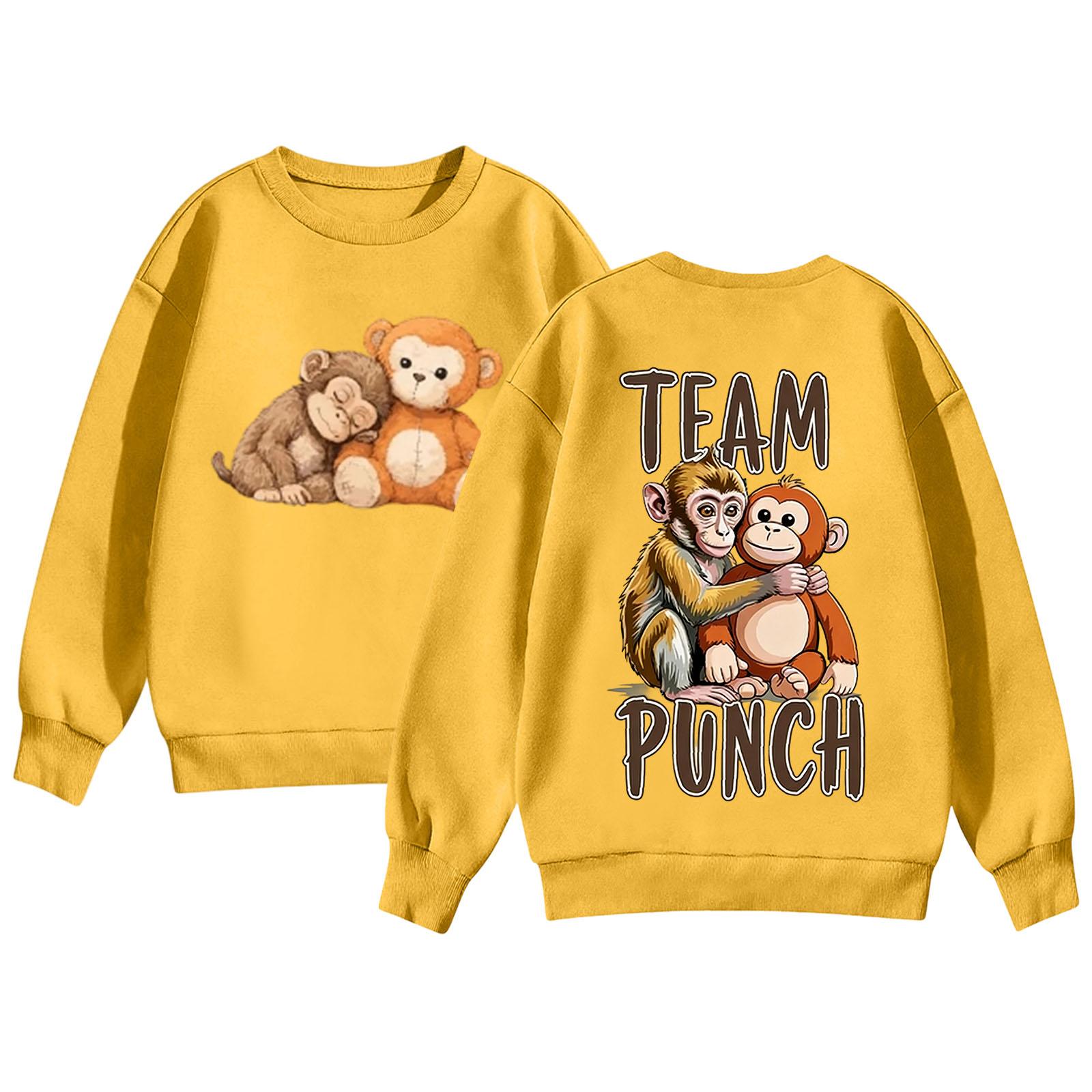 

Children s Casual Round Neck Printed Pullover Long-sleeved Hooded Sweatshirt Top 160 жовтий