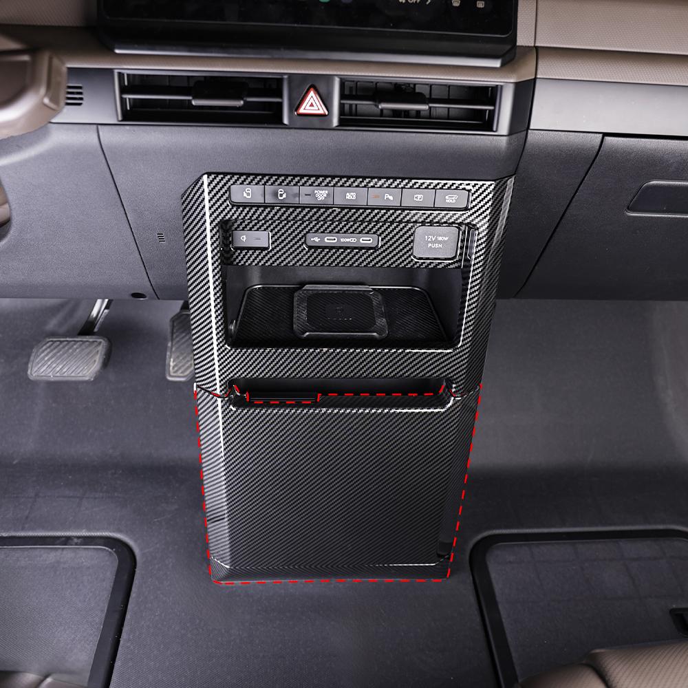 Pour Kia PV5 2025-2026 Conduite à gauche ABS 1 pièce Cache-port de charge rangée avant Garniture 2 pièces Cache-console centrale rangée avant Garniture Accessoires de voiture