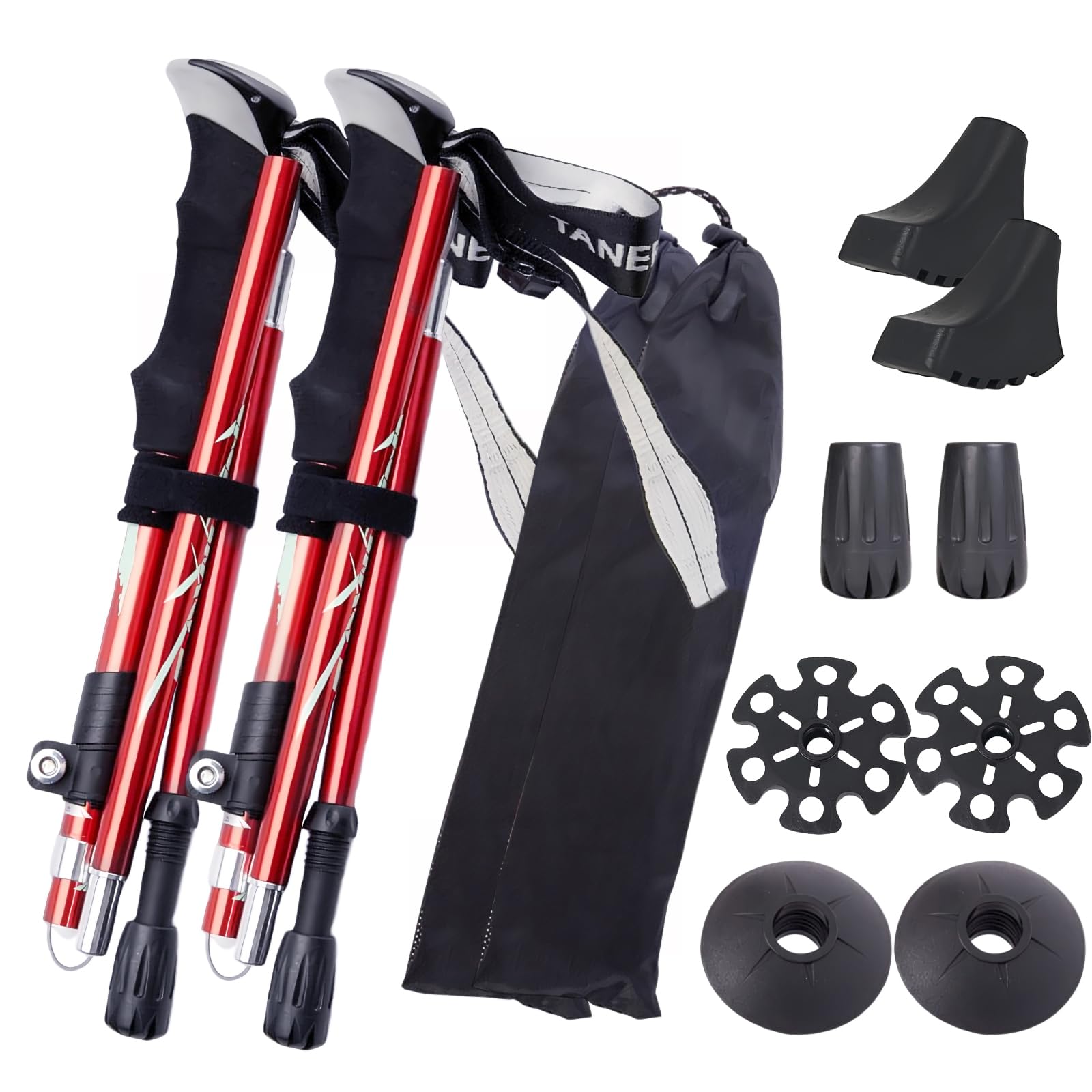 

Samcos Trekking Poles, Set of 2, Foldable, 36-130cm Adjustable Length, with Accessories, Suitable for Hiking, Walking, and Outdoor Activities, Unisex,