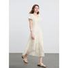 San Cai Women's Lyocell Embroidered Puff Sleeve A-Line Maxi Dress