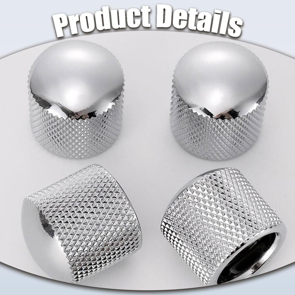 LvYiLinggg Guitar Volume Set of Chrome Silver Control Tone for Electric Guitars and Basses Knobs, 2, Metal, Knobs, & Volume,