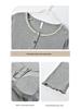 New Women's Grey Casual Modal Pajama Set - Long Sleeve Pullover with Chest Pads and Long Pants for Spring and Autumn
