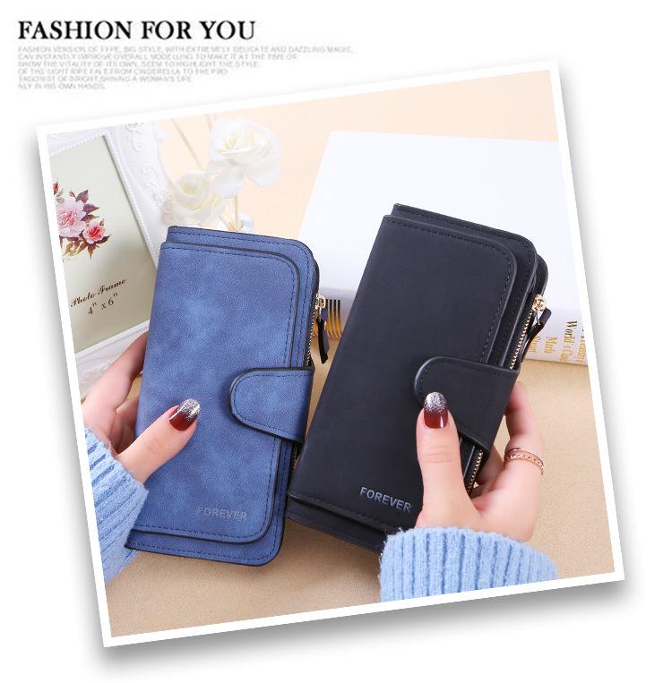 Korean Style Tri-fold Women's Wallet with Multi-card Slots - Frosted Two-tone Fabric