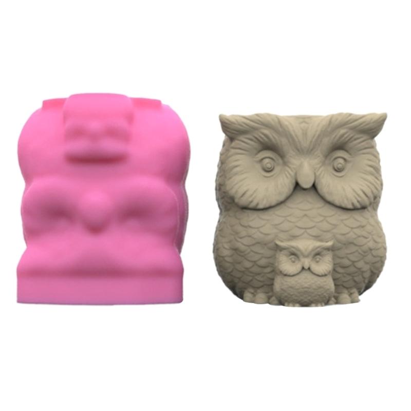 Mother and Son Cat Owl Silicone Mold Flower Epoxy Resin Casting Mold Succulent Vase Cement Mold Candle Holder Mold