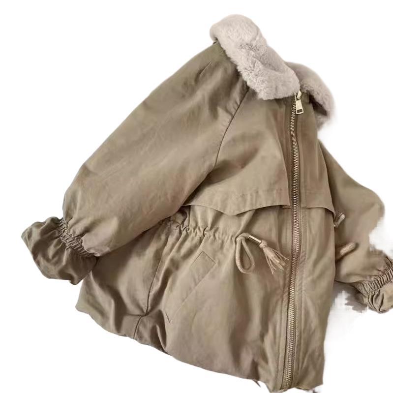 Baby Boys Khaki Lamb Woolen Blend Parkas Coat Autumn Winter Coats Fur Jackets for Girls Cute Warm Jacket Children Snowsuit Fashion
