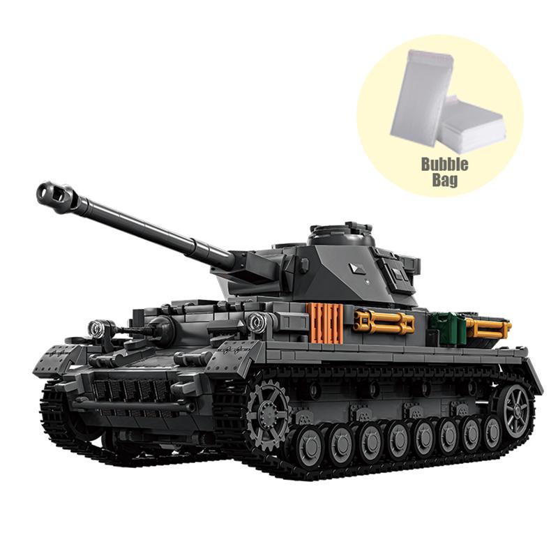 1419PCS 1:28 Panzer IV Tank Bricks Model Military Armored Vehicle Small Particle Building Blocks Toys Collection Ornament Gifts