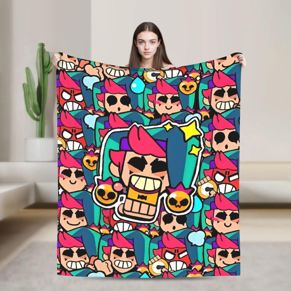 Emz Spike Squeak-Brawlld Blankets Cartoon Game Flannel Funny Warm Throw Blanket for Home Summer