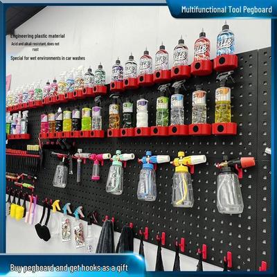 Plastic Pegboard Rack for Car Wash, Beauty Shop, and Hardware Tool Storage