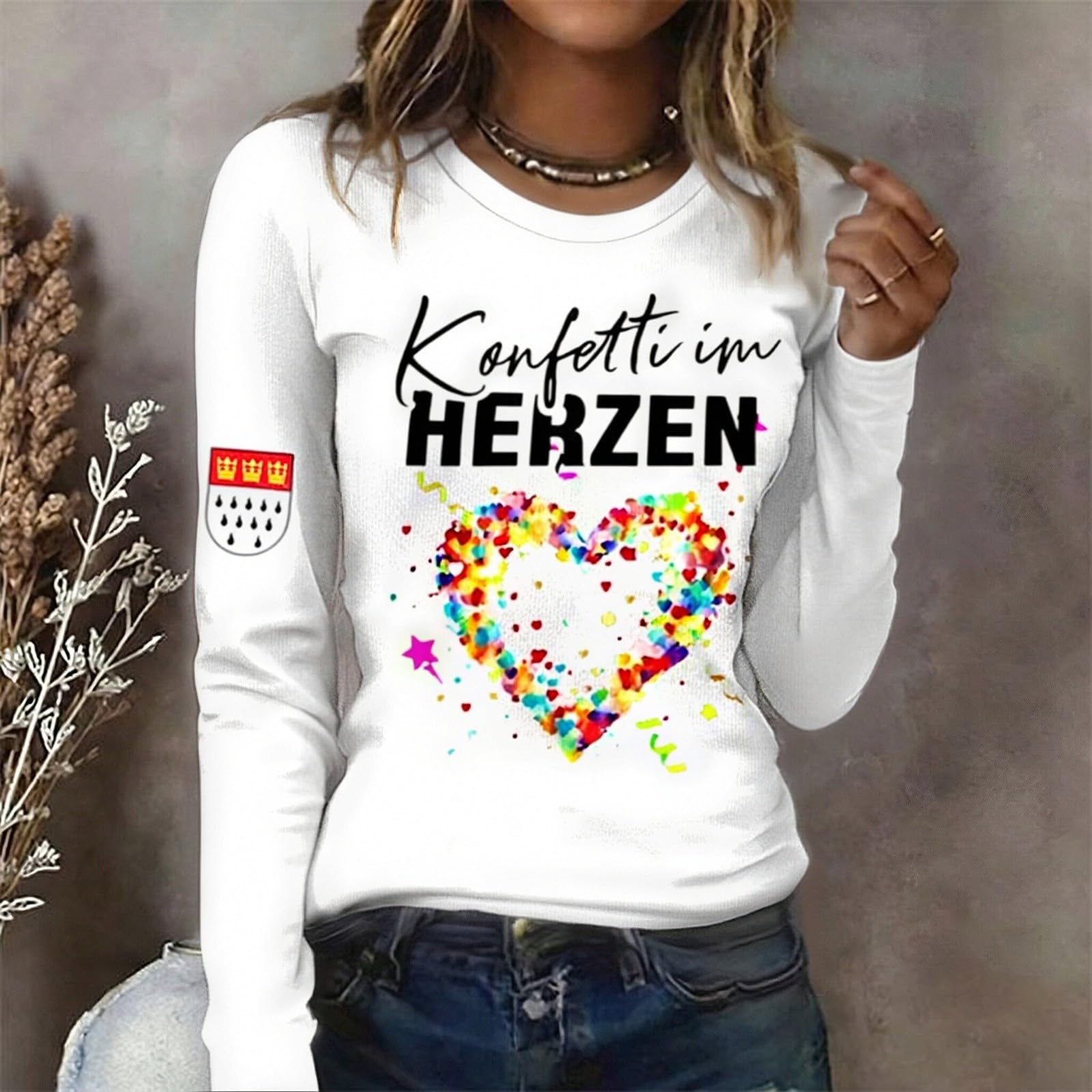 

Women s Long Sleeved Shirt Confetti In The Heart Carniva LBarrel Night Confetti Shirts L жовтий