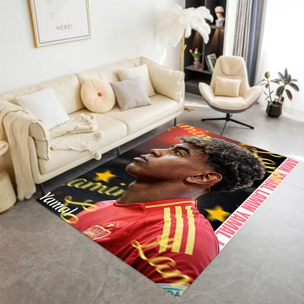 Lamine Yamal's Spanien Fußball Legende Teppich Perfekt für Schlafzimmer Esszimmer Wohnheim Außenbereich Rutschfester Teppich Anime Büro Dekoration Am besten für Weihnachten
