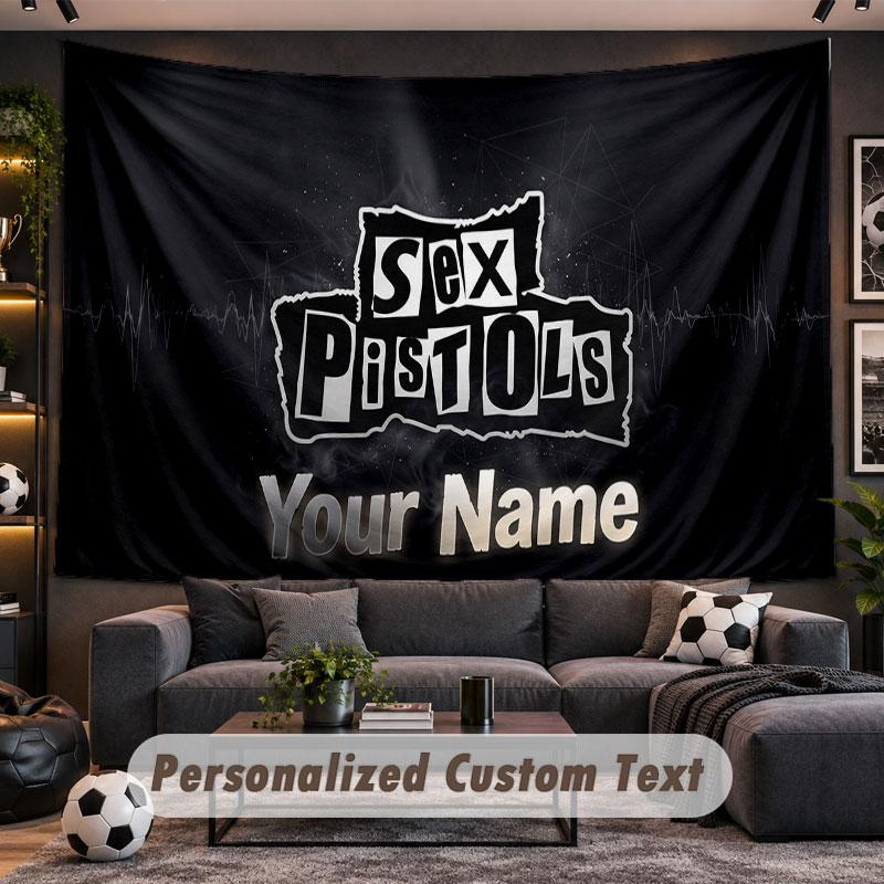 Wall Hanging Tapestry Custom NameSex Pistols Pattern Personalized Printed Fabric Wall Decor