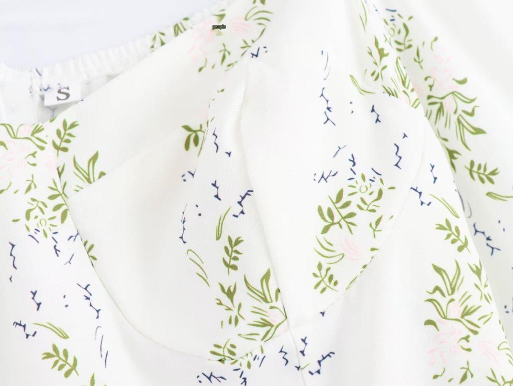 2025 Spring Women's European & American Style Casual Print Waist-Hugging Long Dress