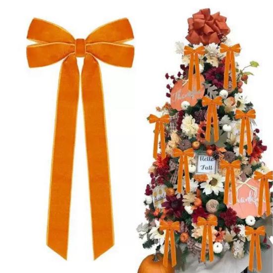 6Pcs Velvet Ribbon Bow Tie Christmas Tree Decorations Xmas Ornaments for Home Party Garland Festive Holiday Decor Indoor Outdoor Use
