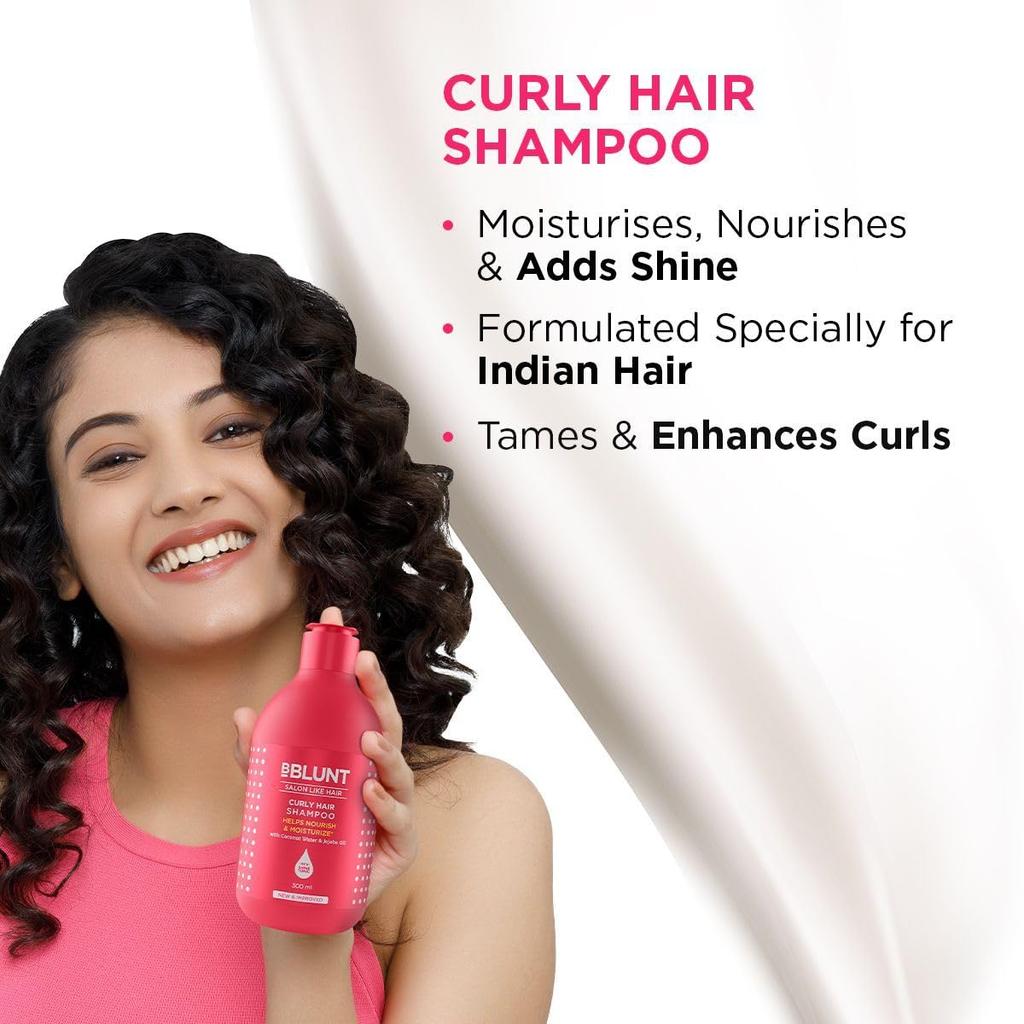 BBlunt Curly Hair Shampoo And Conditioner Combo For Defined Curls, Frizz Control, Daily Nourish Care 300 ml + 250 g