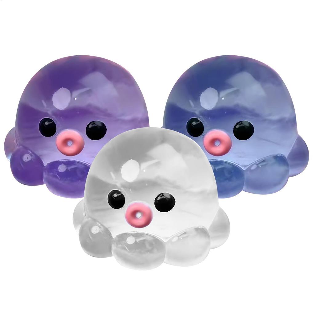 Jouet sensoriel poulpe à presser Caoutchouc Cristal Transparent Poulpe Jouet de relaxation pour les mains Jeu de coiffure à bulles fait maison Pour enfants Adultes Jouet à pincer